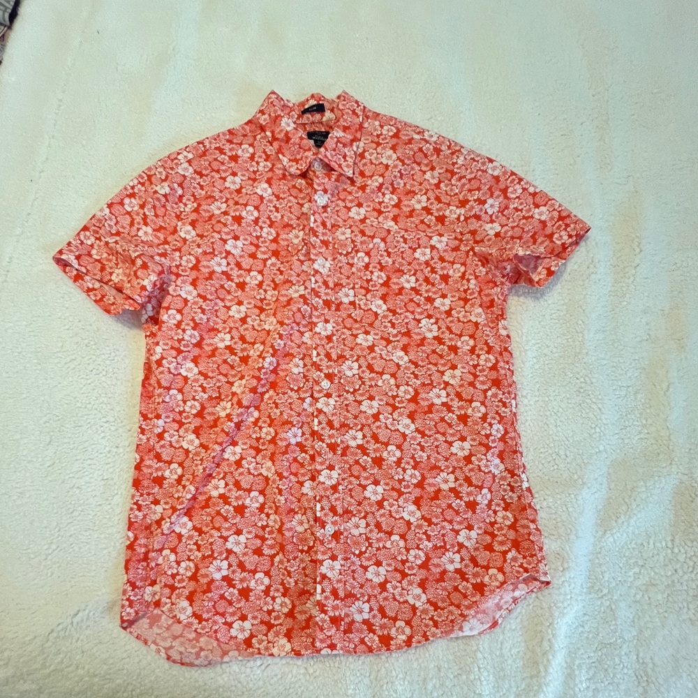 Floral Red Men's Shirt jcrew medium SLIM